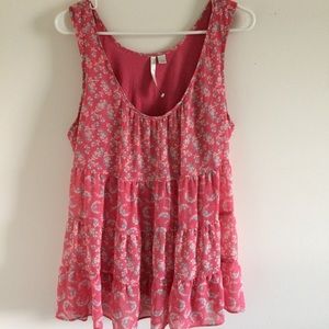 Lauren Conrad Pink Floral Tank Top
